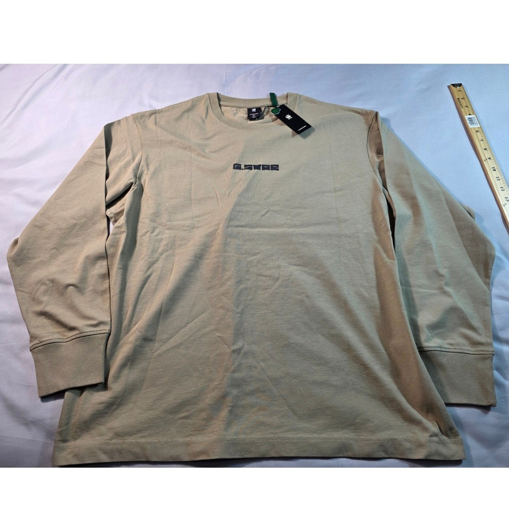 G-Star Raw Back Long Sleeve T-Shirt Mens 2XL Tan Oversized Graphic NEW
